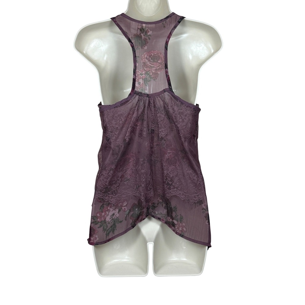 Mudd Tank Top Womens Sheer Layered Size S Purple Floral Fairy Festival Boho Y2K - Picture 3 of 16